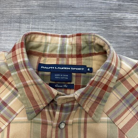Vintage Ralph Lauren Sport Womens 4 Classic Fit Tartan‎ Plaid Pearl Snap Shirt - Picture 4 of 9